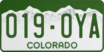 CO license plate 019OYA