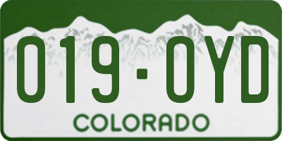 CO license plate 019OYD