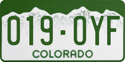 CO license plate 019OYF