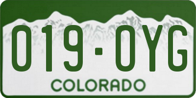 CO license plate 019OYG