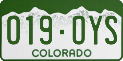 CO license plate 019OYS