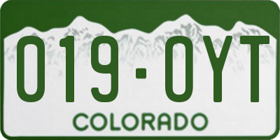 CO license plate 019OYT