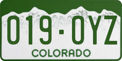 CO license plate 019OYZ