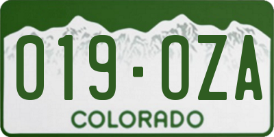 CO license plate 019OZA