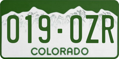 CO license plate 019OZR