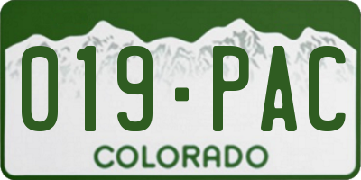 CO license plate 019PAC