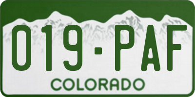 CO license plate 019PAF