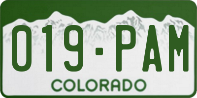 CO license plate 019PAM
