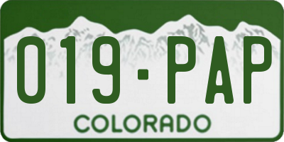 CO license plate 019PAP