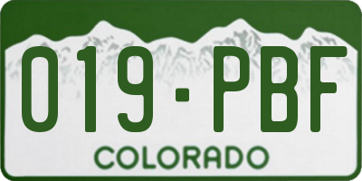CO license plate 019PBF