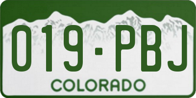 CO license plate 019PBJ