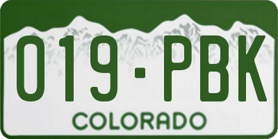 CO license plate 019PBK