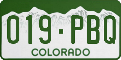 CO license plate 019PBQ