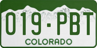 CO license plate 019PBT