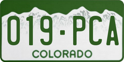 CO license plate 019PCA