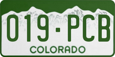CO license plate 019PCB