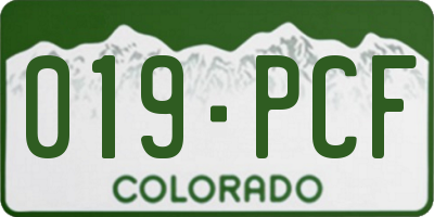 CO license plate 019PCF