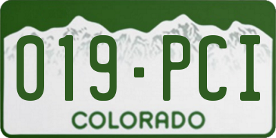 CO license plate 019PCI