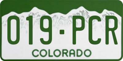 CO license plate 019PCR