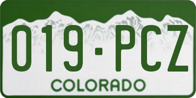 CO license plate 019PCZ