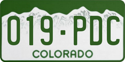 CO license plate 019PDC