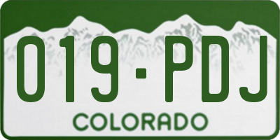 CO license plate 019PDJ