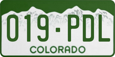 CO license plate 019PDL