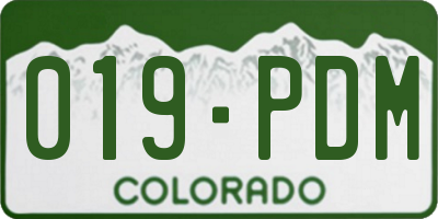CO license plate 019PDM