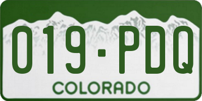 CO license plate 019PDQ