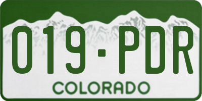 CO license plate 019PDR