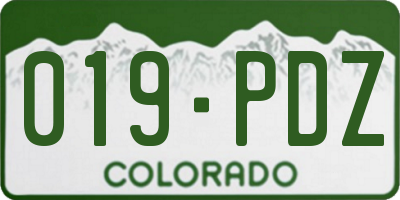 CO license plate 019PDZ