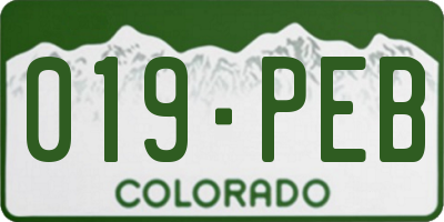 CO license plate 019PEB