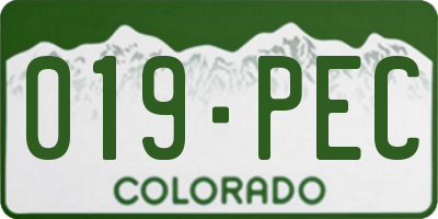 CO license plate 019PEC