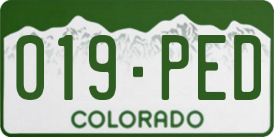 CO license plate 019PED