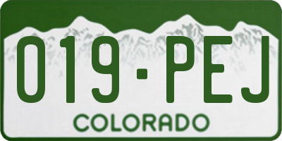 CO license plate 019PEJ