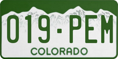 CO license plate 019PEM