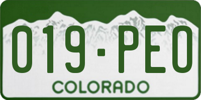 CO license plate 019PEO