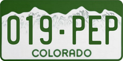 CO license plate 019PEP