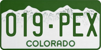 CO license plate 019PEX