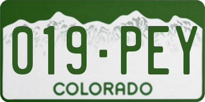 CO license plate 019PEY