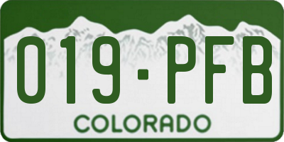 CO license plate 019PFB