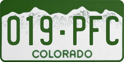 CO license plate 019PFC
