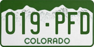 CO license plate 019PFD