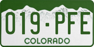 CO license plate 019PFE