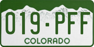 CO license plate 019PFF