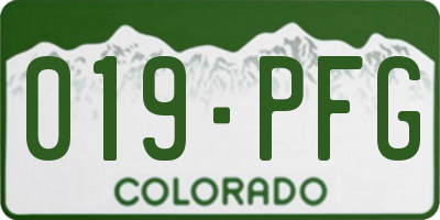 CO license plate 019PFG