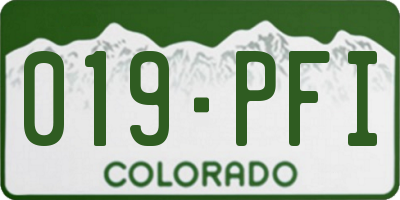 CO license plate 019PFI