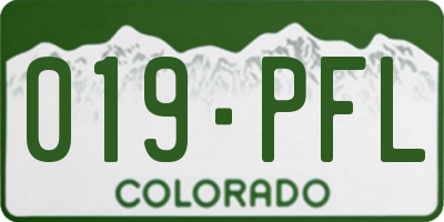 CO license plate 019PFL
