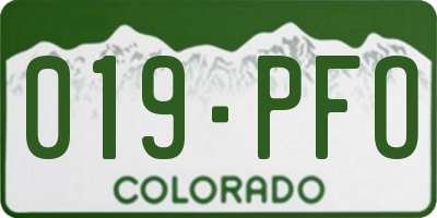 CO license plate 019PFO