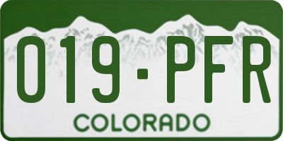 CO license plate 019PFR